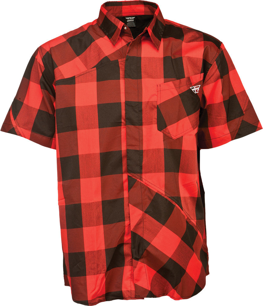FLY RACING Jack Down Button Up Shirt Black/Red 2x 352-61022X