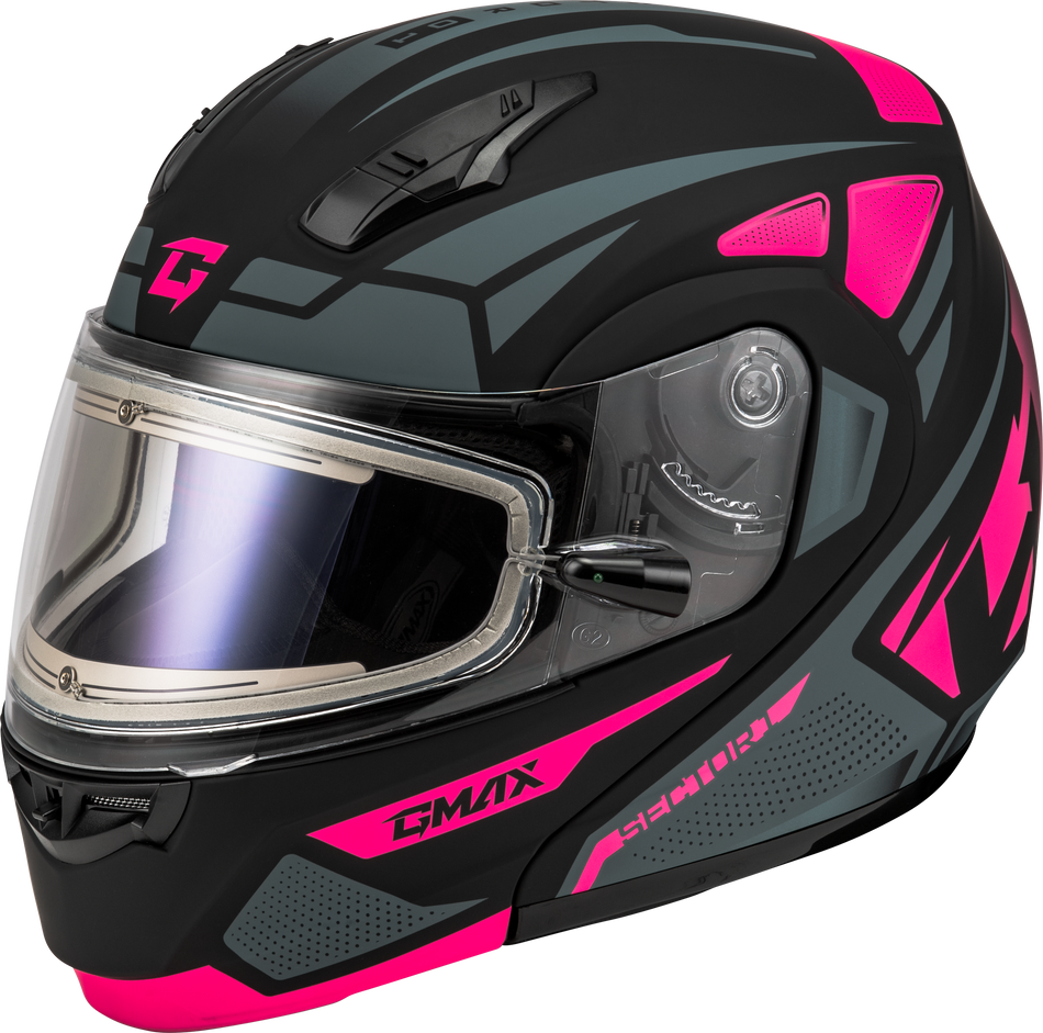 GMAX Md-04s Sector Snow Helmet W/ Electric Shield Black/Pink 3x M4043179