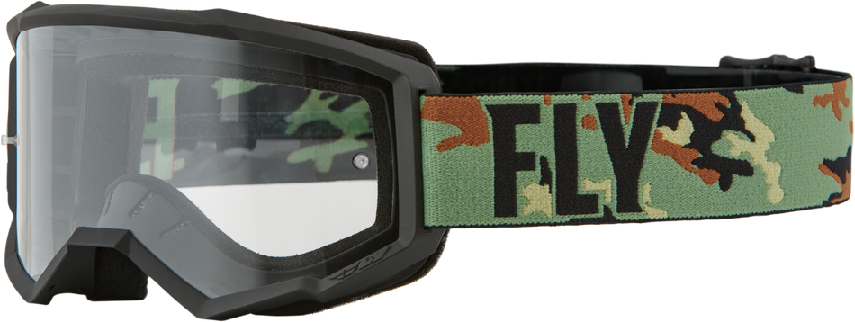FLY RACING Focus Goggle Green Camo/Black W/ Clear Lens 37-51133