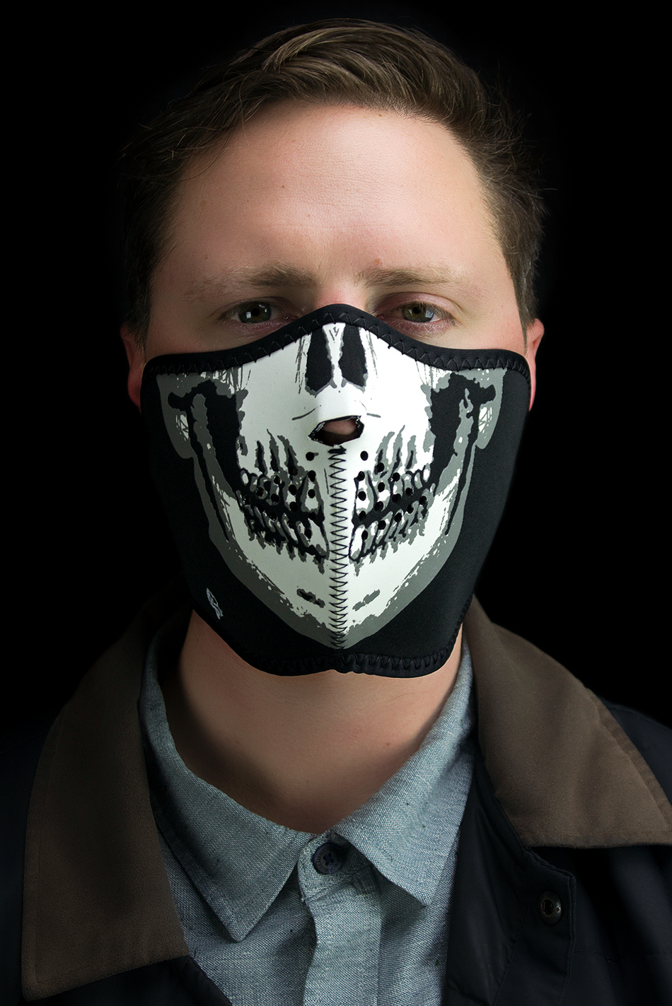 ZAN HEADGEAR Half Mask - Skull Face Glow In The Dark WNFM002HG