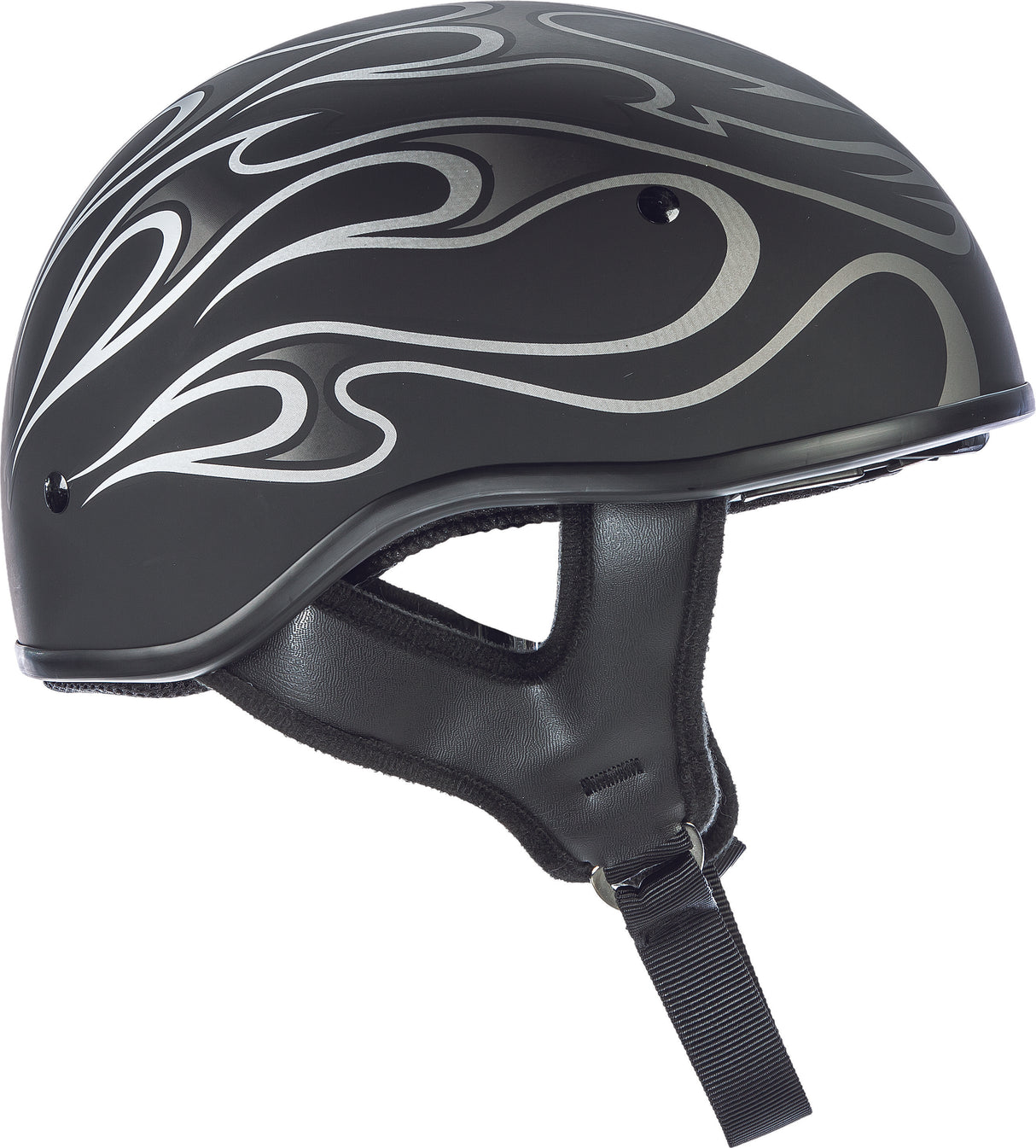 FLY RACING .357 Flame Half Helmet Matte Grey Lg 73-8203-4