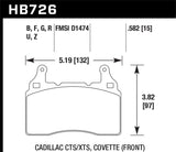 Hawk 2014 Chevrolet Corvette DTC-70 Front Brake Pads KHB726U.582