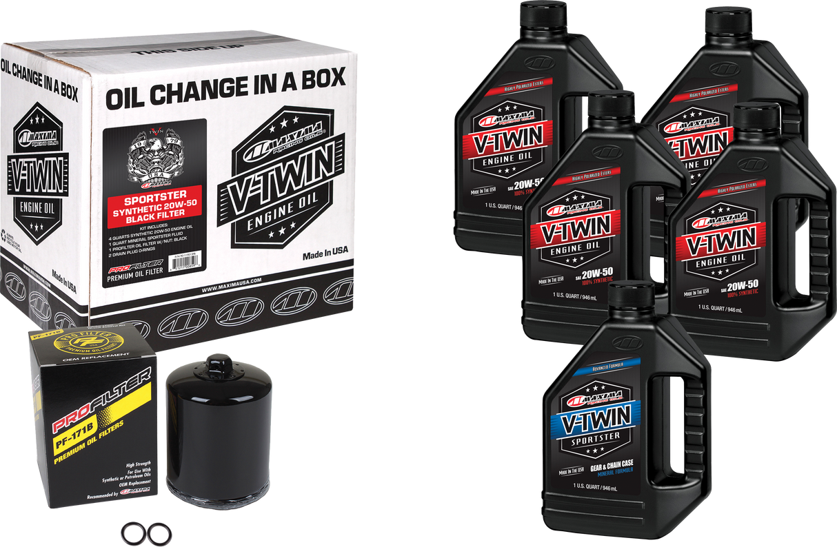 MAXIMAV-Twin Oil Change Kit Syn Xl Black Filter90-119015PB