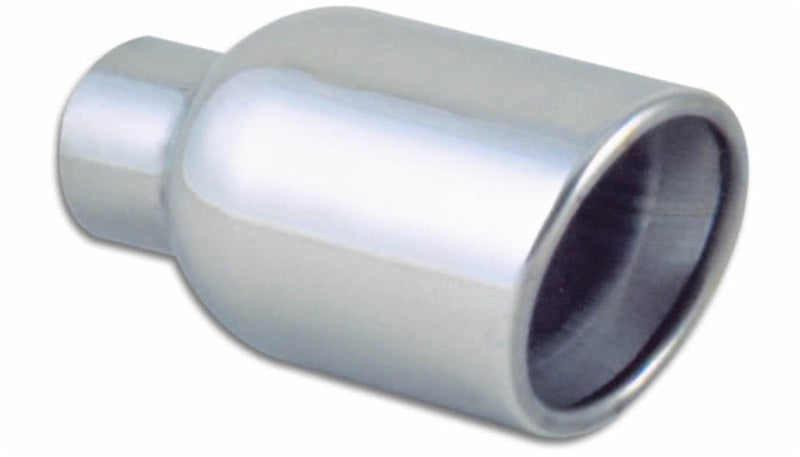 Vibrant 4in Round SS Exhaust Tip (Double Wall Resonated Angle Cut Rolled Edge) 1303