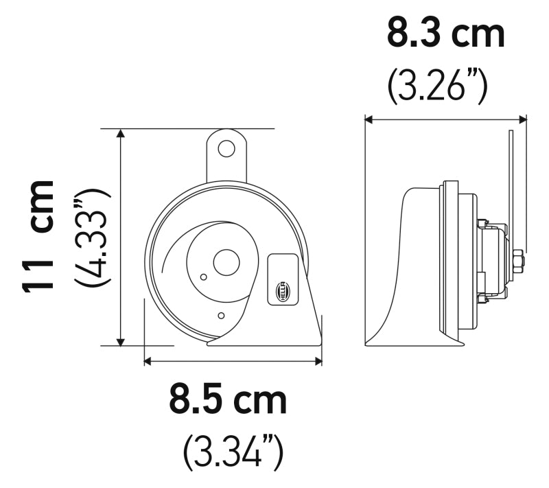 Hella Twin Trumpet Horn Kit 12V 400/500Hz (007424804 = 007424801) LA007424801