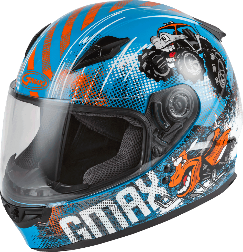 GMAX Youth Gm-49y Beasts Full-Face Helmet Blue/Orange/Grey Yl G1498042