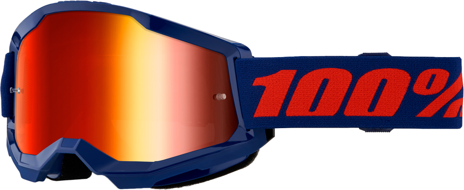 100% Strata 2 Goggle Navy Mirror Red Lens 50028-00021