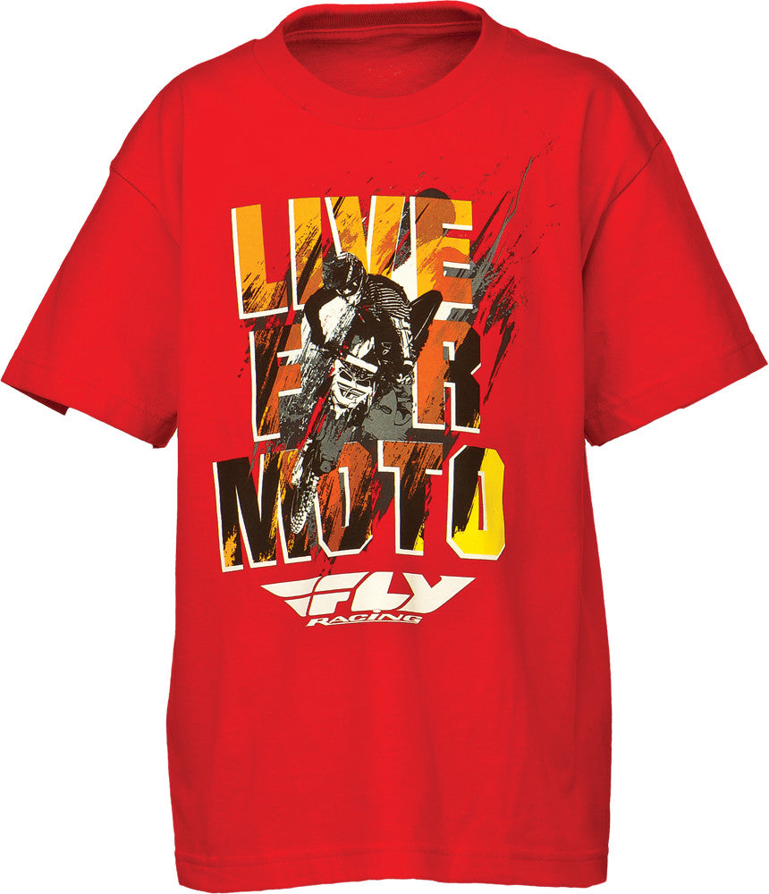 FLY RACING Live For Moto Tee Red Yl 352-0662YL