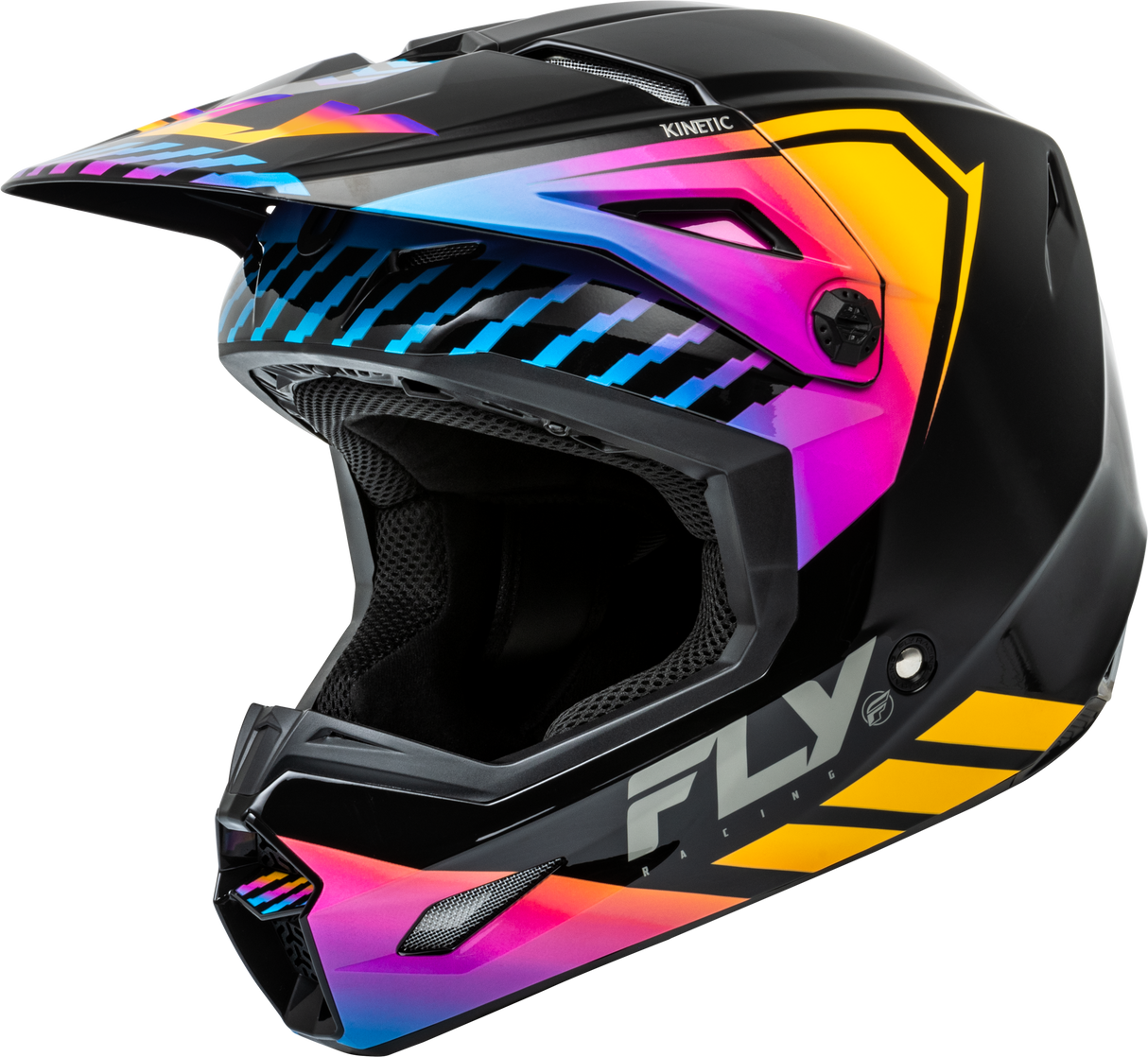 FLY RACING Youth Kinetic Menace Helmet Black/Sunrise Ym F73-8655YM