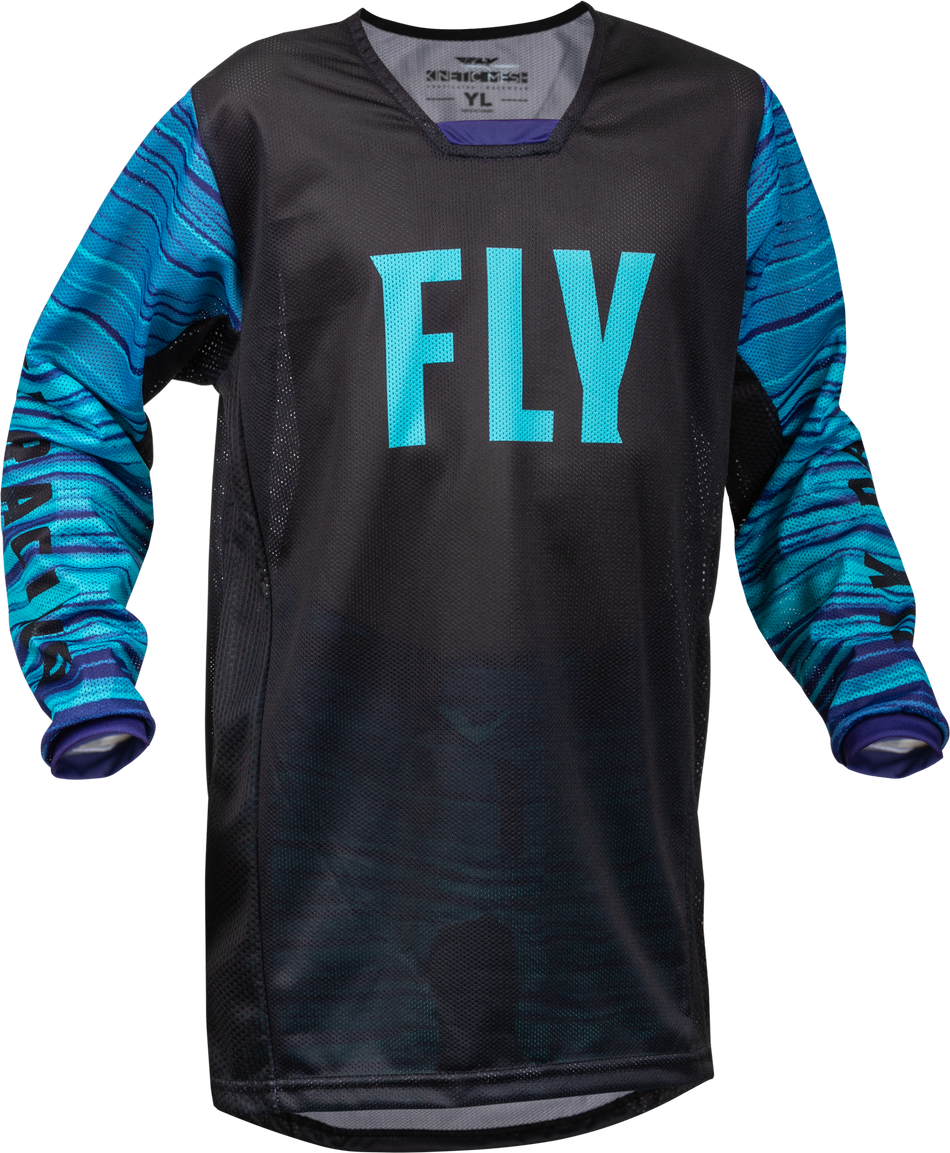 FLY RACING Youth Kinetic Mesh Jersey Black/Blue/Purple Yl 376-332YL