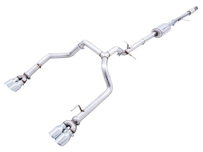 AWE Tuning 4th Gen GM 1500 5.3L 0FG Catback Split Rear Exit (w/ Bumper Cutouts) - Quad Chrome Tips 3015-42201