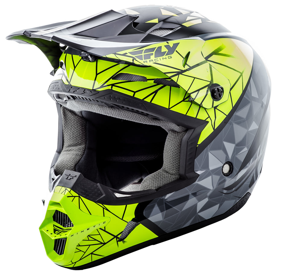 FLY RACING Kinetic Crux Helmet Black/Grey/Hi-Vis 2x 73-33852X