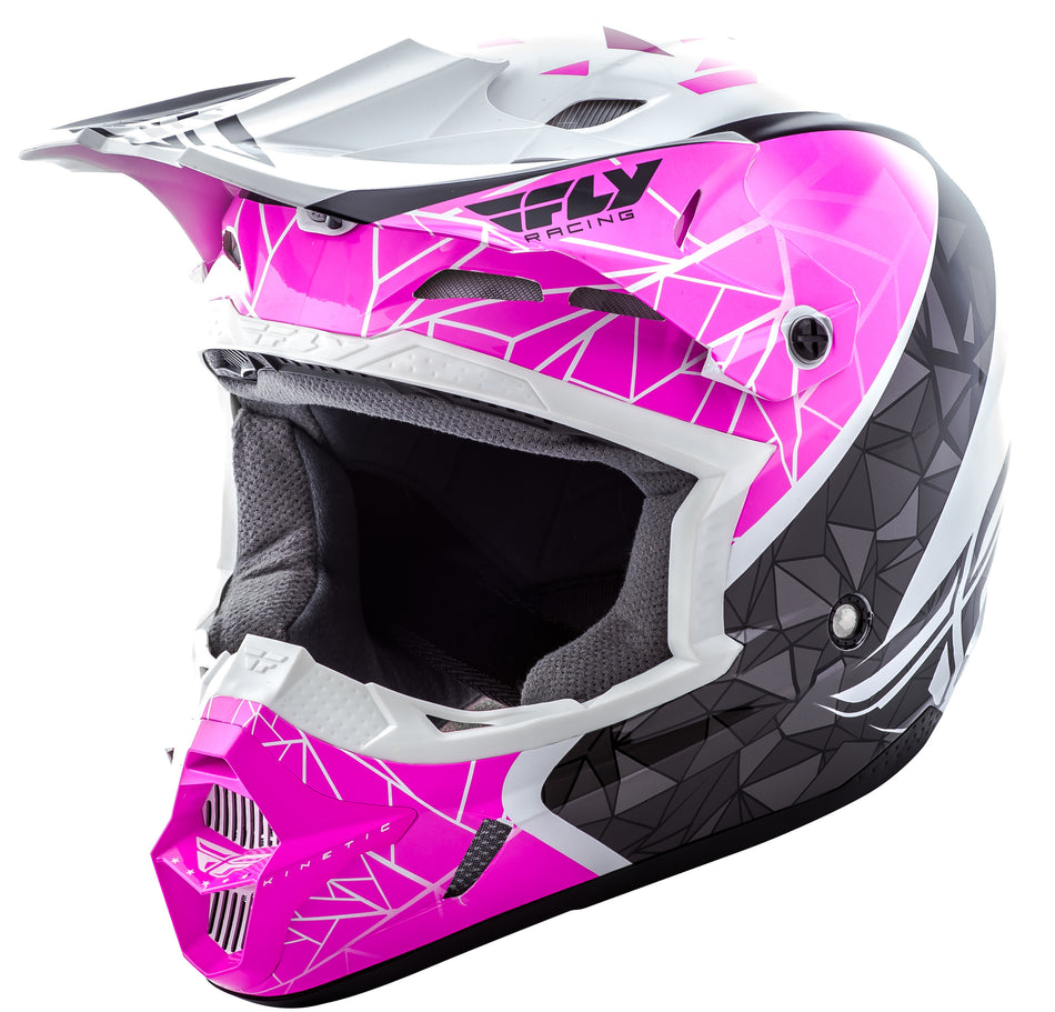 FLY RACING Kinetic Crux Helmet Pink/Black/White Ys 73-3389YS