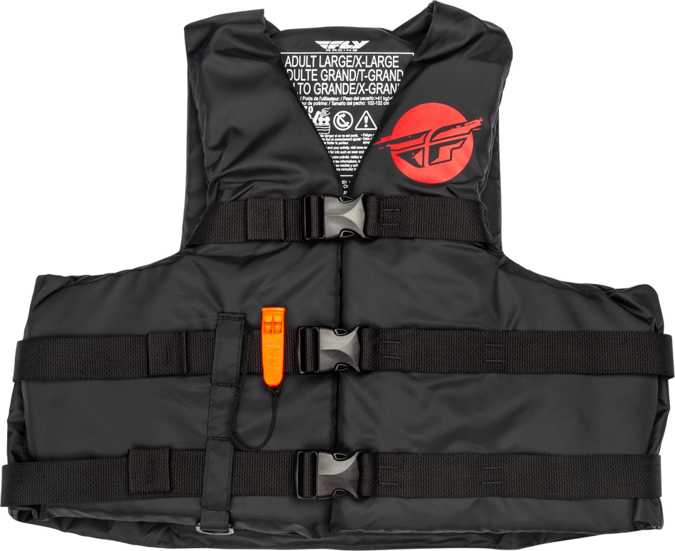 FLY RACING Nylon Flotation Vest Black/Red Lg/Xl 221-30410L