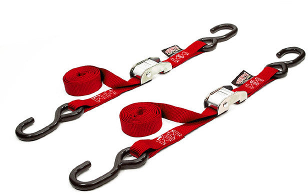 POWERTYE Tie-Down Cam S-Hook 1"X5.5' Red Pair 22261