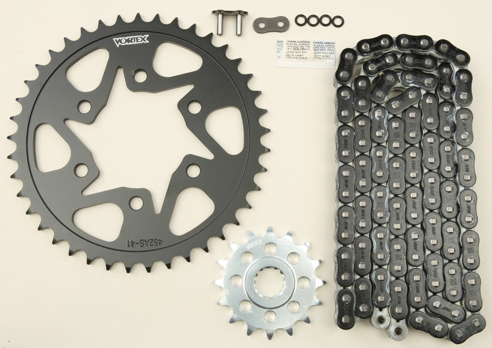 VORTEX Sprocket/Chain Kit Stl/Stl 16/41t Sil Rx3 520-114l Blk CK6302