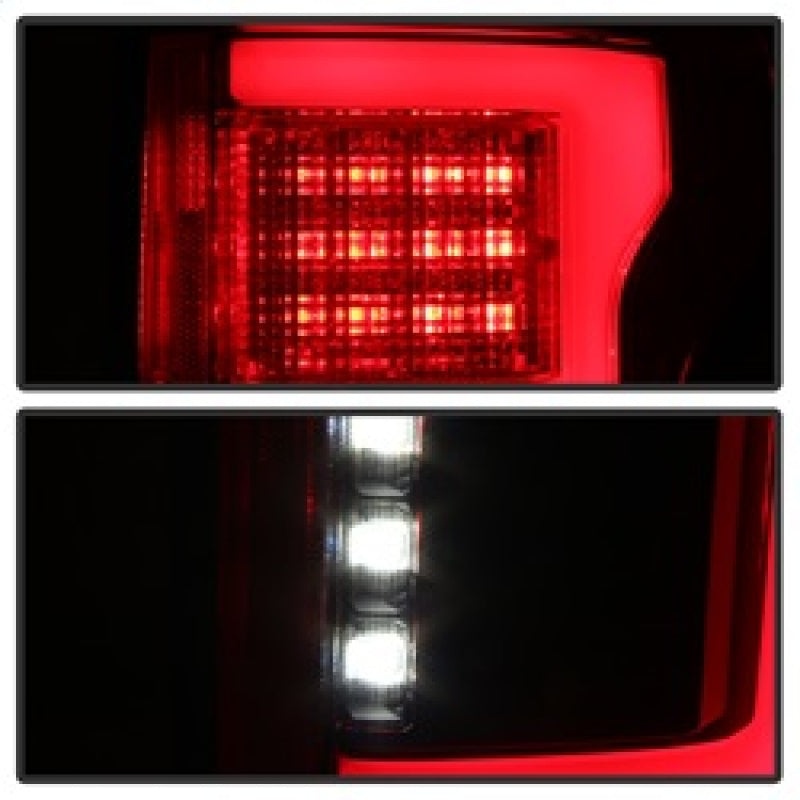 Spyder 15-18 Ford F-150 LED Tail Lights (w/Blind Spot) - Red Clear (ALT-YD-FF15015BS-LBLED-RC) 5085320