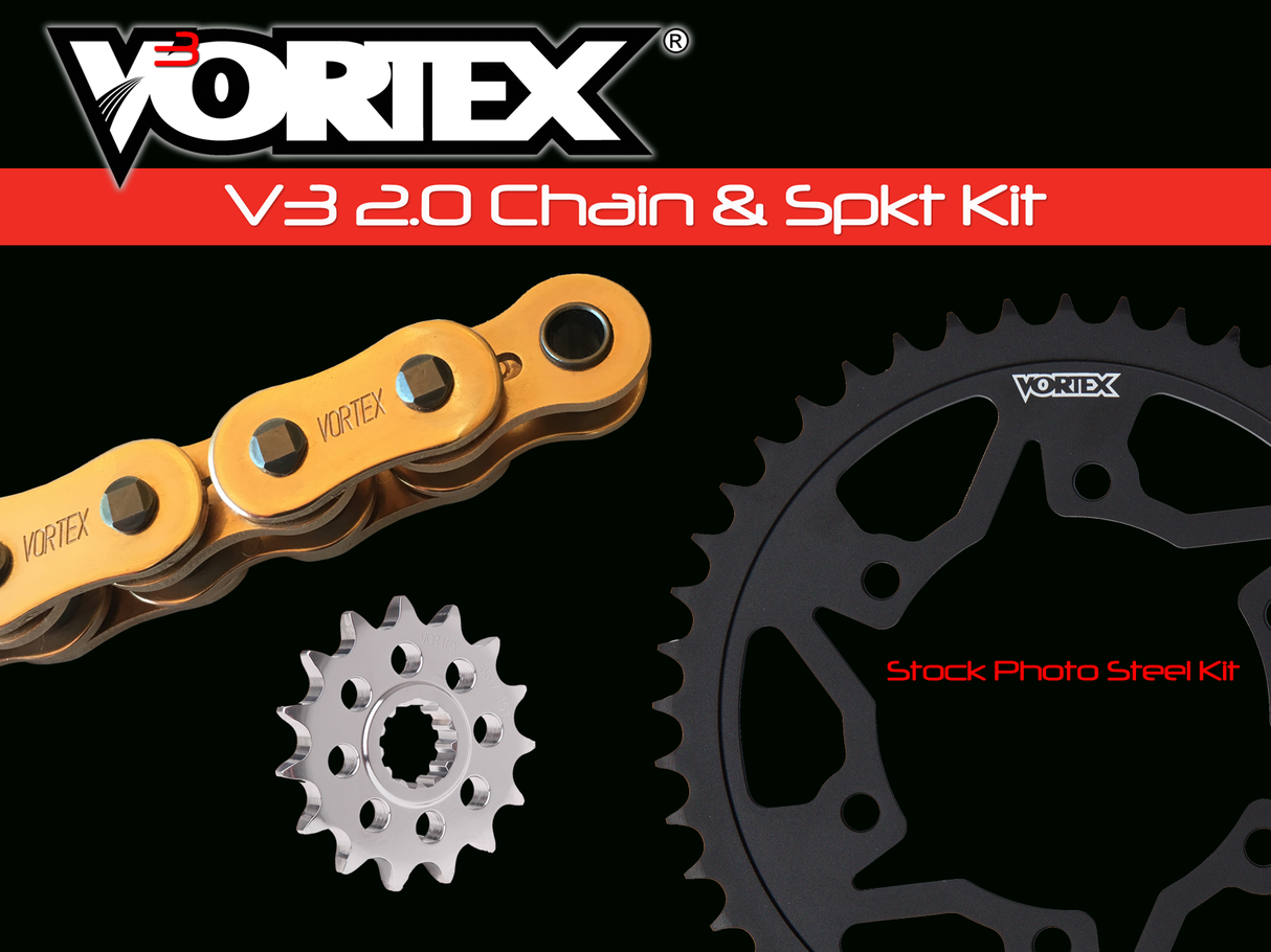 VORTEX Sprocket/Chain Kit Stl/Stl 15/45t Sil Sx3 520-108l Gld CKG6445