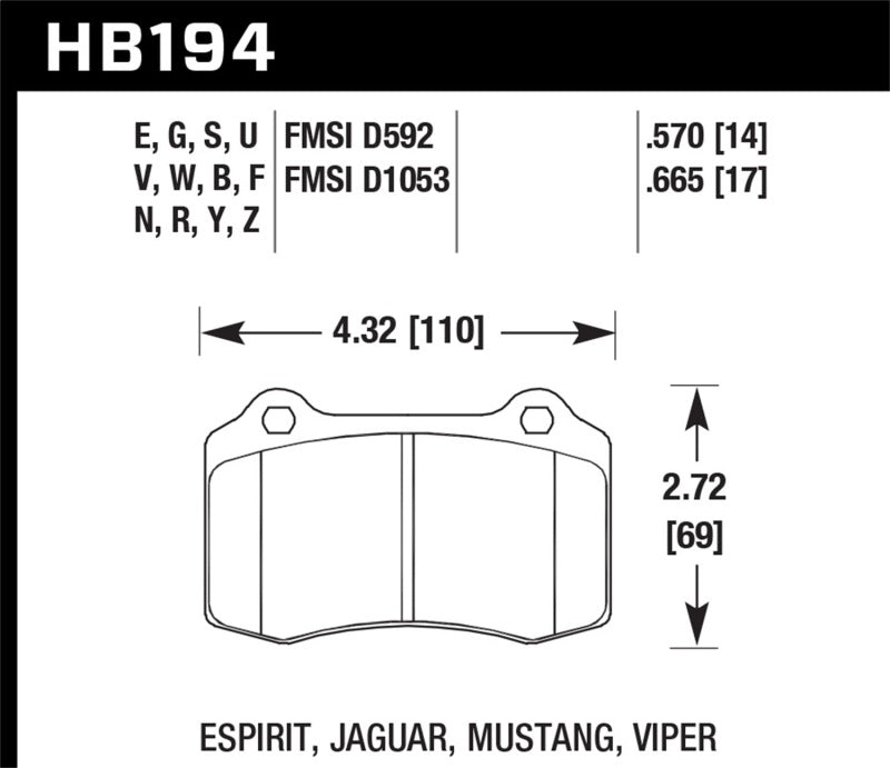 Hawk 2010 Camaro SS HPS Street Rear Brake Pads KHB194F.570