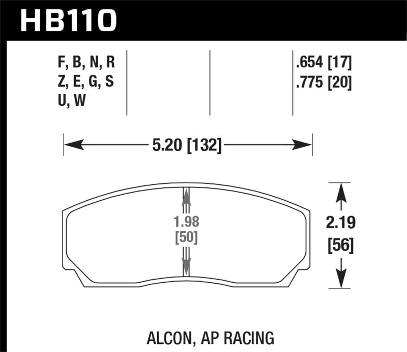 Hawk AP Racing CP3307/CP5040-5S4/(Essex) CP5200 (SC250) Caliper Blue 9012 Race Brake Pads KHB110E.654