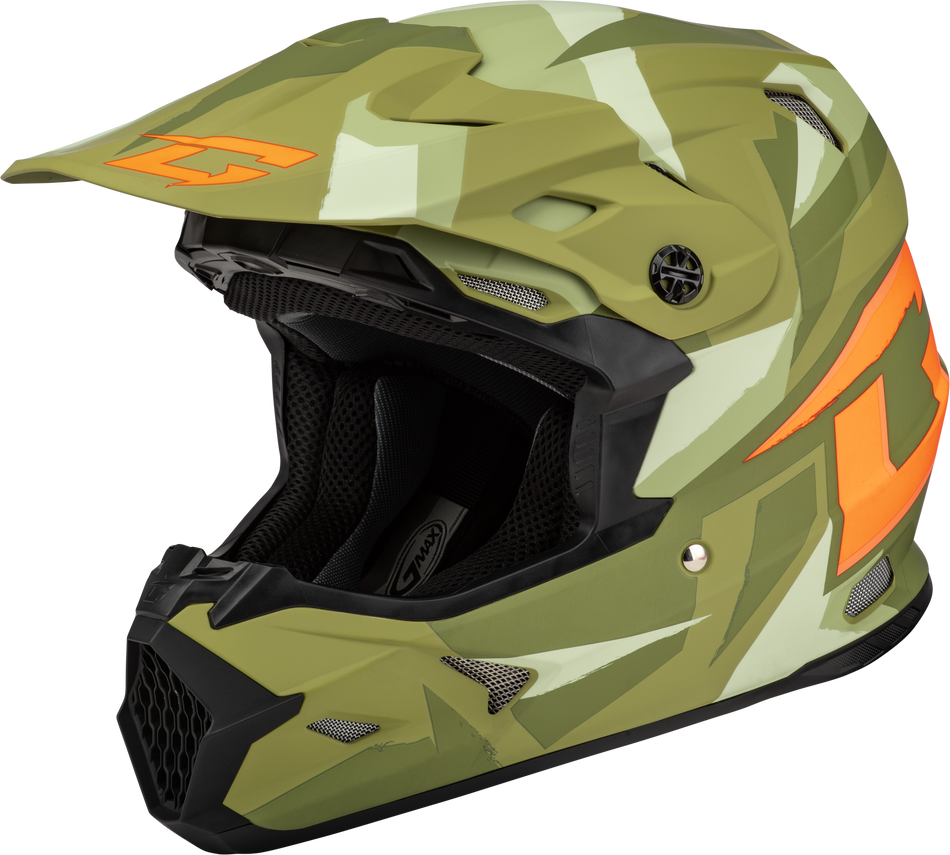 GMAX Mx-96 Splinter Helmet Matte Green/Orange Lg D39611426
