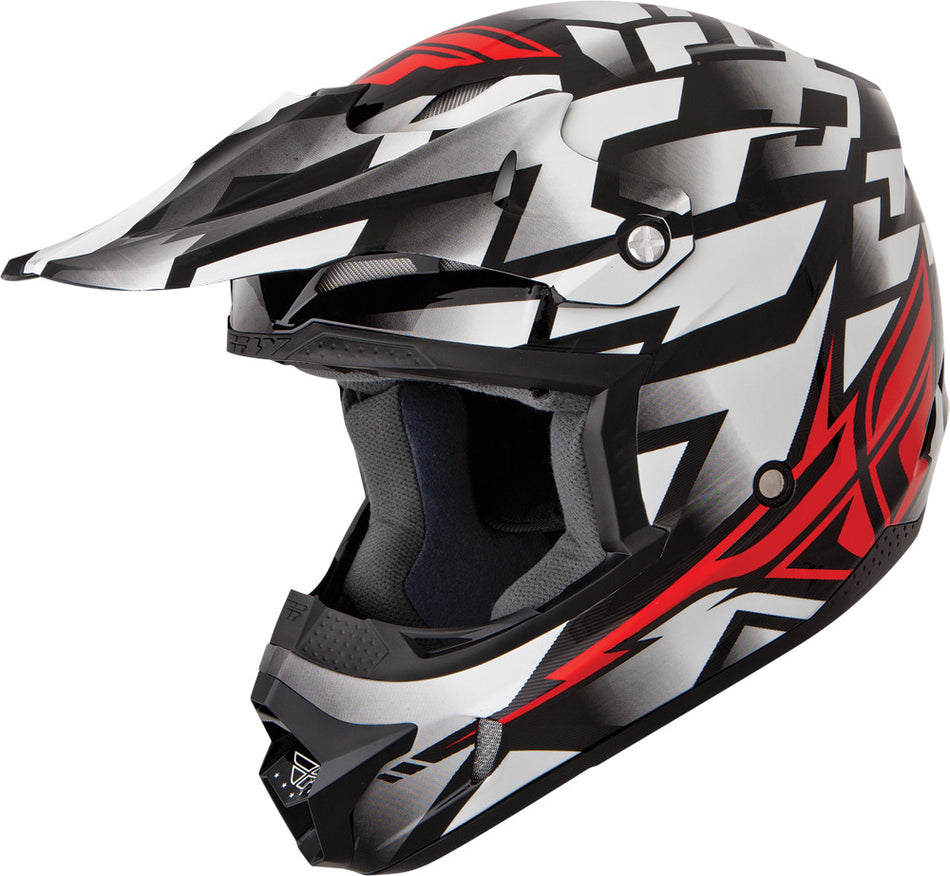 FLY RACING Kinetic Block Out Helmet White/Red Xs 73-3352XS