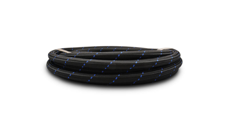 Vibrant -6 AN Two-Tone Black/Blue Nylon Braided Flex Hose (5 foot roll) 11986B