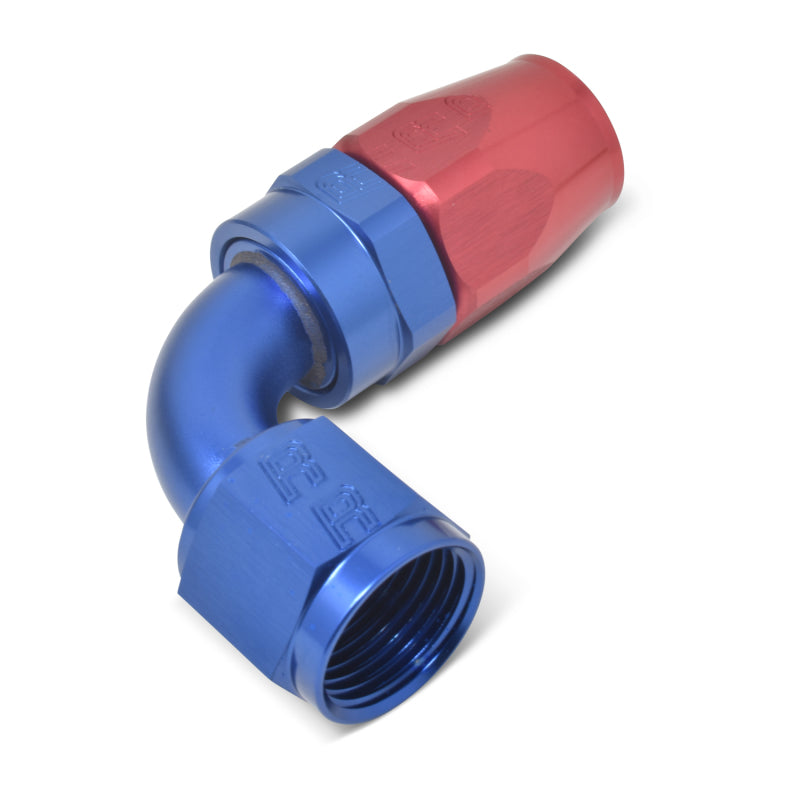 Russell Performance -10 AN Red/Blue 90 Degree Full Flow Hose End 610180