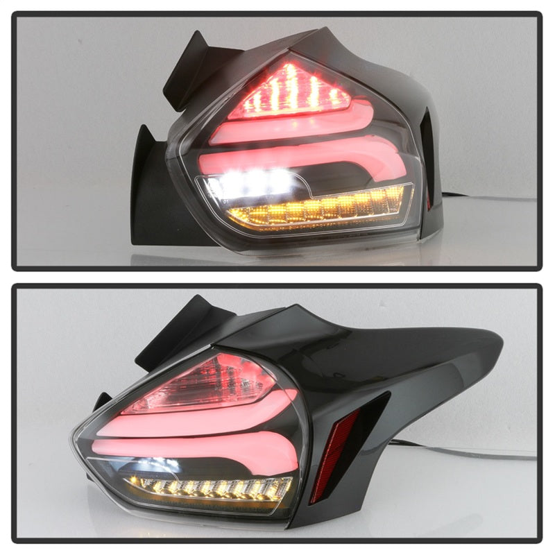 Spyder 15-17 Ford Focus Hatchback LED Tail Lights w/Indicator/Reverse - Black (ALT-YD-FF155D-LED-BK) 5085719