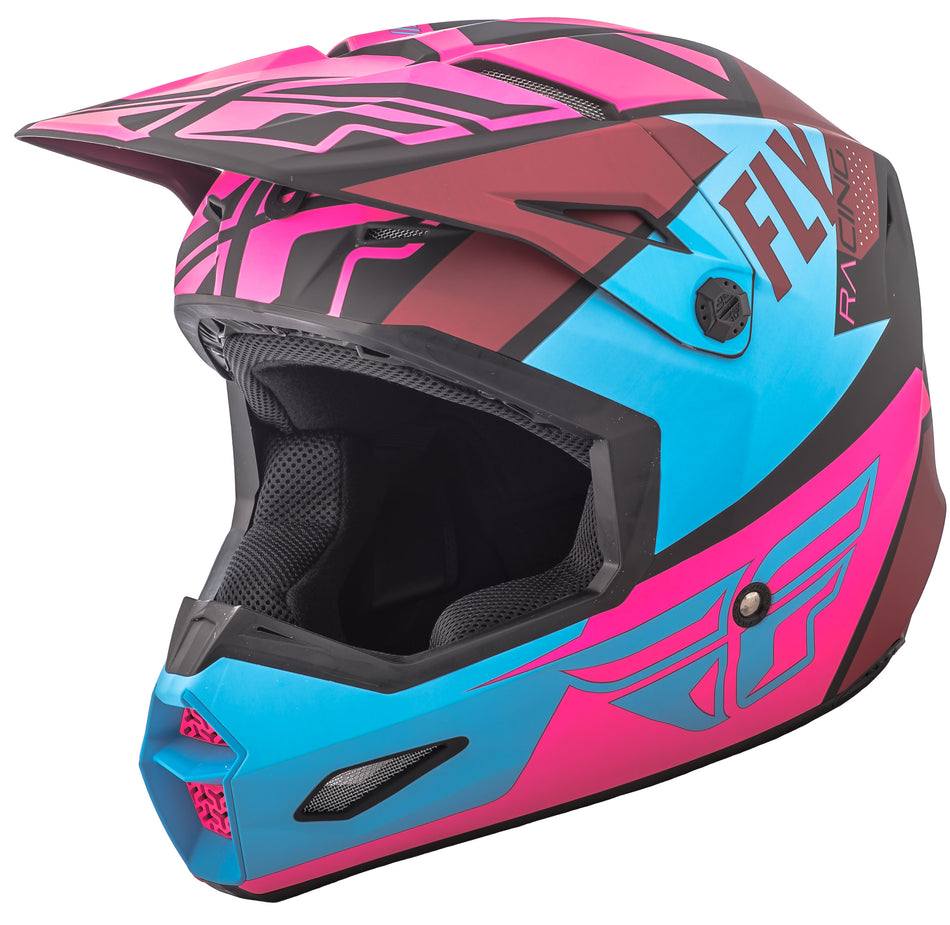 FLY RACING Elite Guild Helmet Matte Neon Pink/Blue/Black 2x 73-8609-9-2X