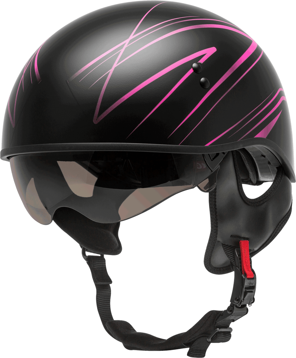 GMAX Hh-65 Half Helmet Torque Naked Matte Black/Pink Md H1651345