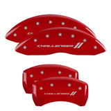 MGP 4 Caliper Covers Engraved Front & Rear With stripes/Challenger Red finish silver ch 12181SCL1RD