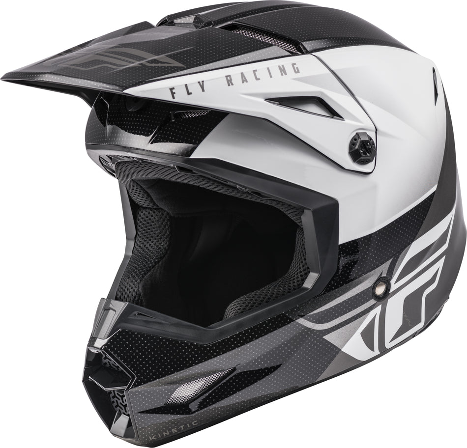 FLY RACING Kinetic Straight Edge Helmet Black/White Lg 73-8630L