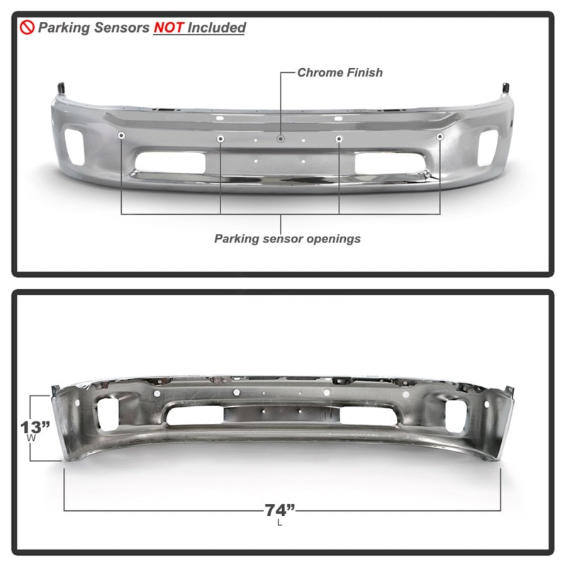 Spyder Dodge Ram 1500 14-18 Bottom w/Sensor w/Fog Light Hole Front Bumper - Chrome (OEM 68160857AA) 9948497