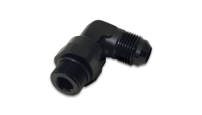 Vibrant -12AN Male Flare to Male -12AN ORB Swivel 90 Degree Adapter Fitting - Anodized Black 16970