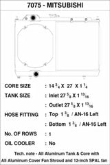 CSF 96-07 Mitsubishi Evo 4/5/6/7/8/9 Full-Slim Radiator w/12in Fan & Shroud/-16AN & Slip On Fitting 7075