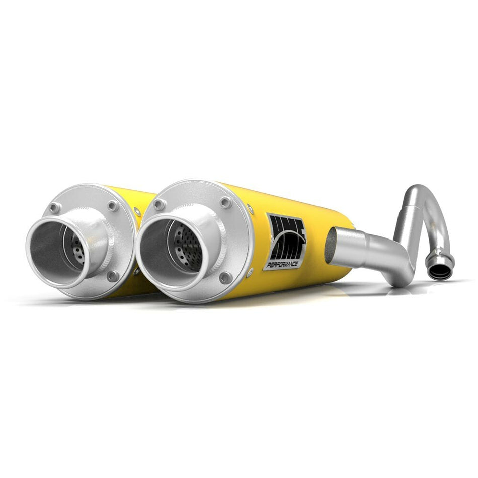 HMF Perf Side By Side Exhaust 3/4 Sys Yellow Center Mount 16322636371