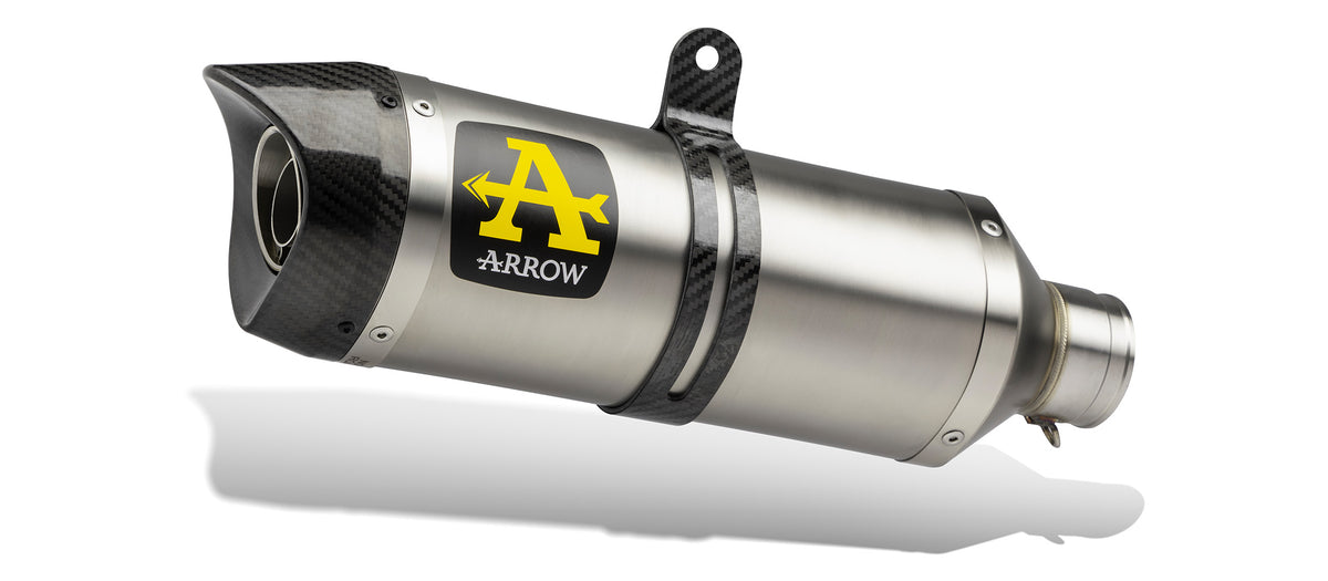 Arrow Aprilia Dorsoduro 900 '17/19 Thunder Homol. Dark Aluminium Exh. With Carby Endcap(Dx-Sx)+ 1:2 Stain.Steel Linkpipe  71907akn