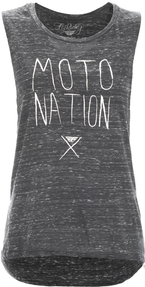 FLY RACING Moto Nation Women's Muscle Tee Black/Marble Lg 356-0400L