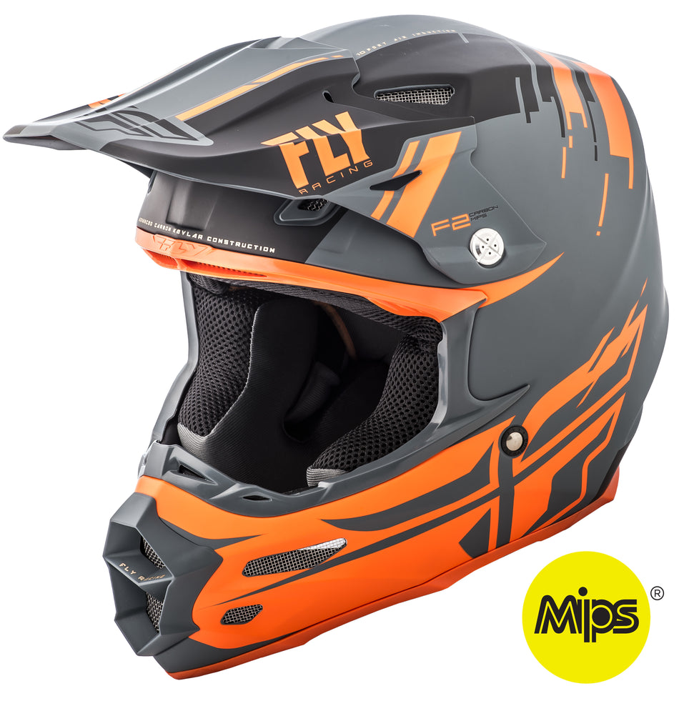 FLY RACING F2 Carbon Forge Helmet Matte Charcoal/Orange/Grey Md 73-4238-6-M