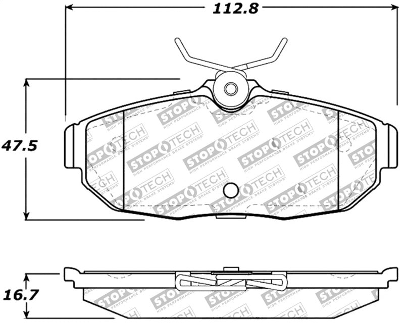 StopTech Performance 05-09 Ford Mustang Cobra/Mach 1 V6/GT / 10 Shelby/Shelby GT Rear Brake Pads 309.1082