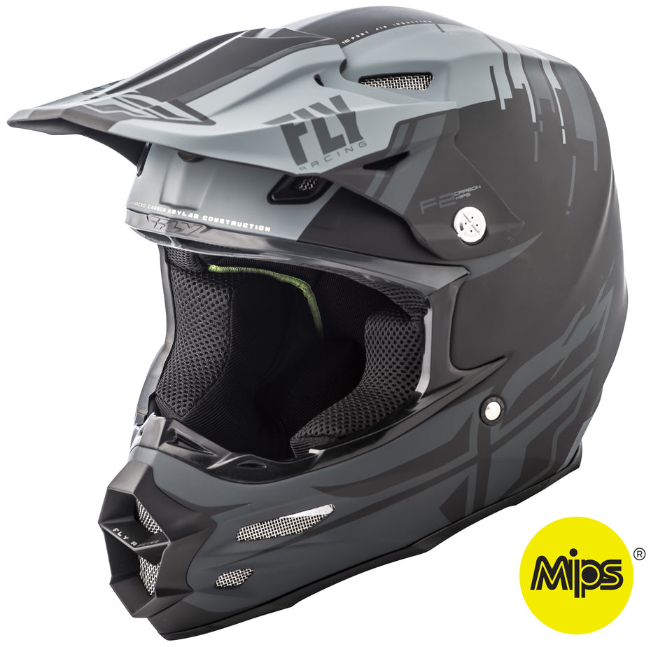 FLY RACING F2 Carbon Forge Helmet Matte Grey/Black Lg 73-4230-7-L