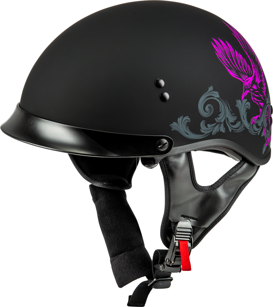 GMAX Hh-65 Corvus Helmet W/Peak Matte Black/Purple/Grey Md H96510965