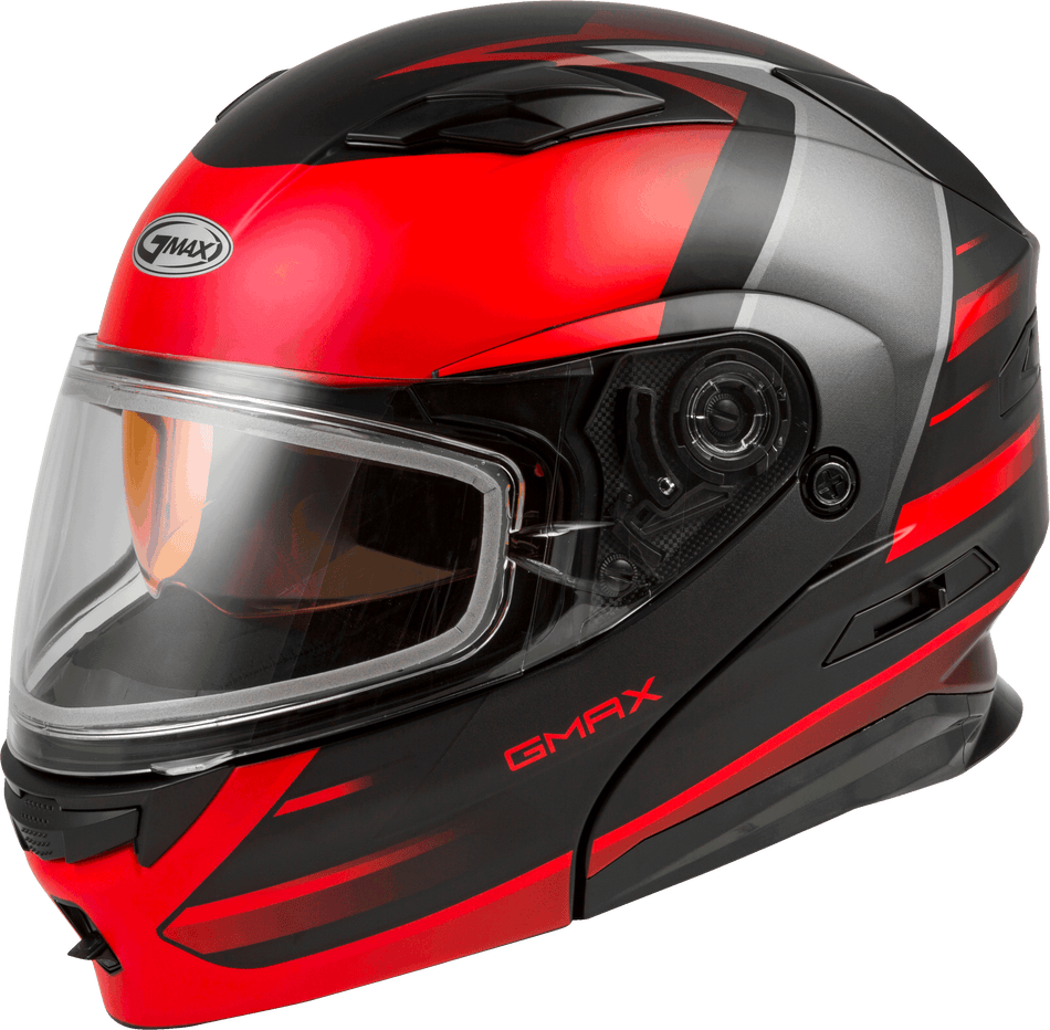 GMAX Md-01s Modular Snow Helmet Descendant Matte Black/Red 3x M2013329-ECE