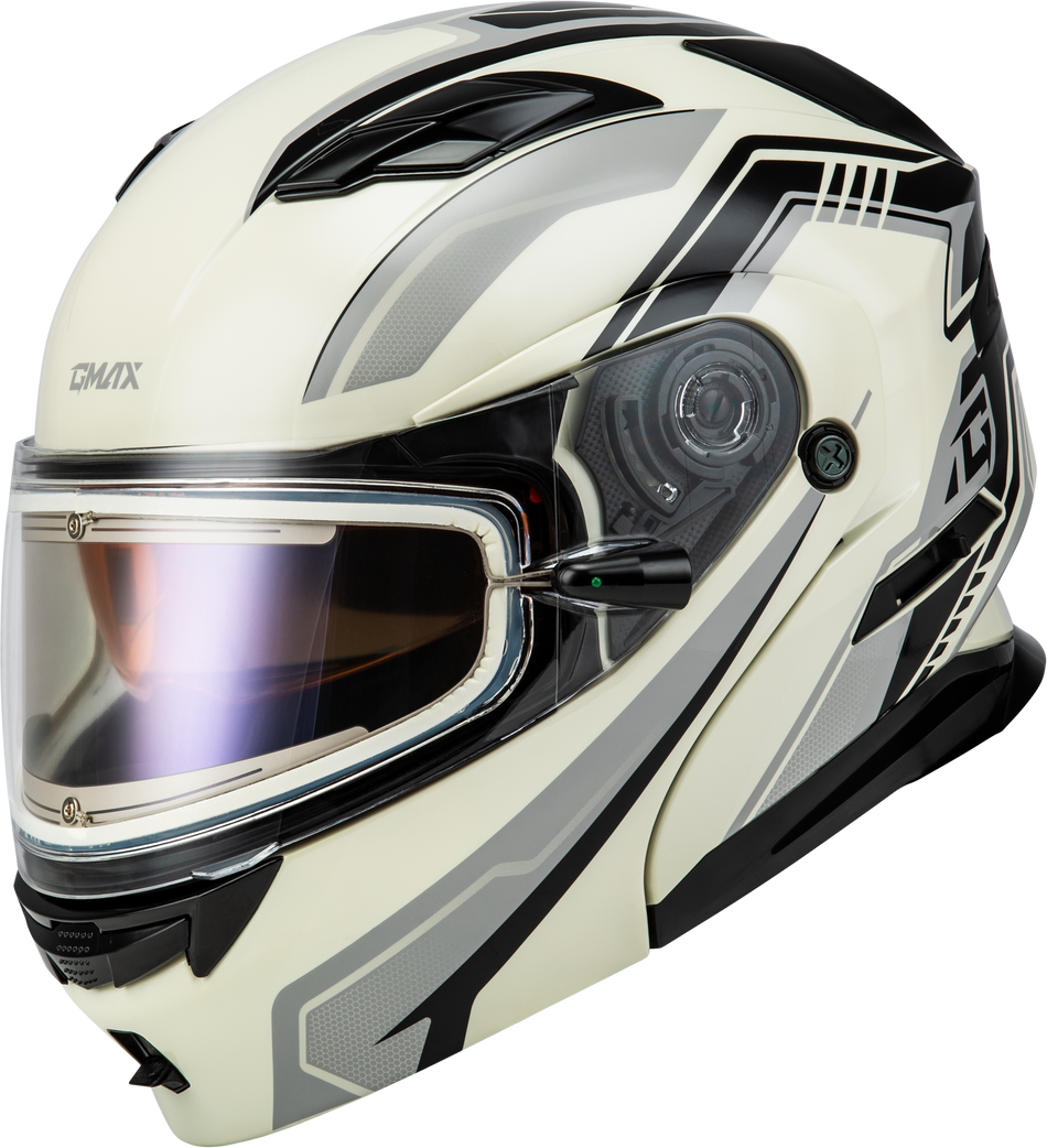 GMAX Md-01s Transistor Snow Helmet W Elec Shld White/Grey/Blk Sm M401391324