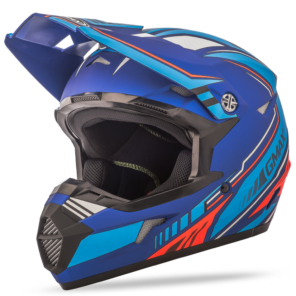 GMAX Mx-46 Off-Road Uncle Helmet Matte Blue/Hi-Vis Red 2x G3467728 TC-25