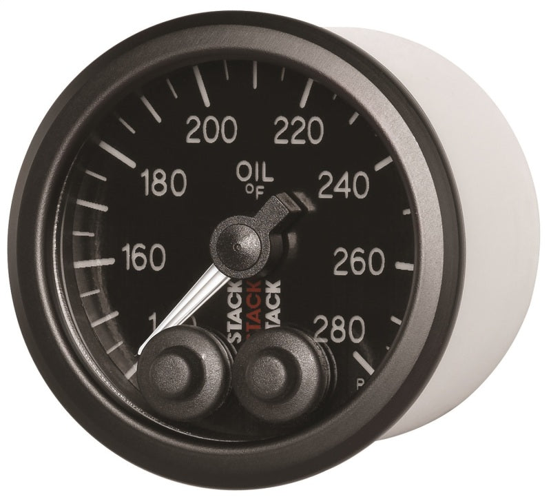 Autometer Stack Instruments 52mm 140-280 Deg F 1/8in NPTF Male Pro Control Oil Temp Gauge - Black ST3510