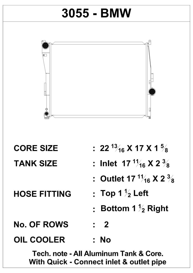 CSF 99-06 BMW 323i / 99-05 BMW 325i / 99-06 BMW 328i / 99-05 BMW 330i / 03-05 BMW Z4 Radiator 3055