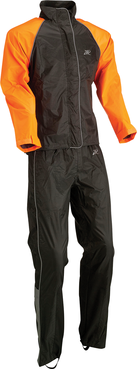 Z1R Women's 2-Piece Rainsuit - Black/Orange - Large 2853-0036