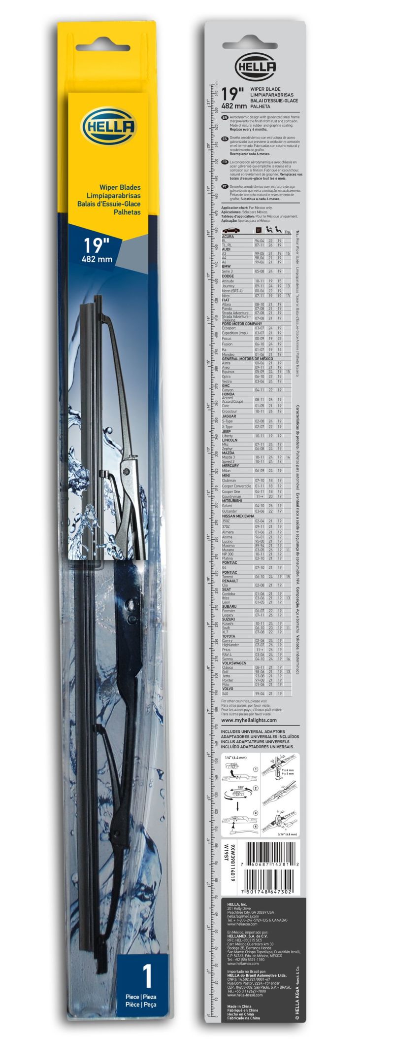 Hella Standard Wiper Blade 19in - Single LA9XW398114019